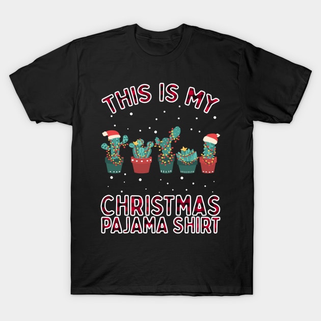 Christmas Succulent Shirt Gift Xmas Lights Cactus Pajamas T-Shirt by VDK Merch